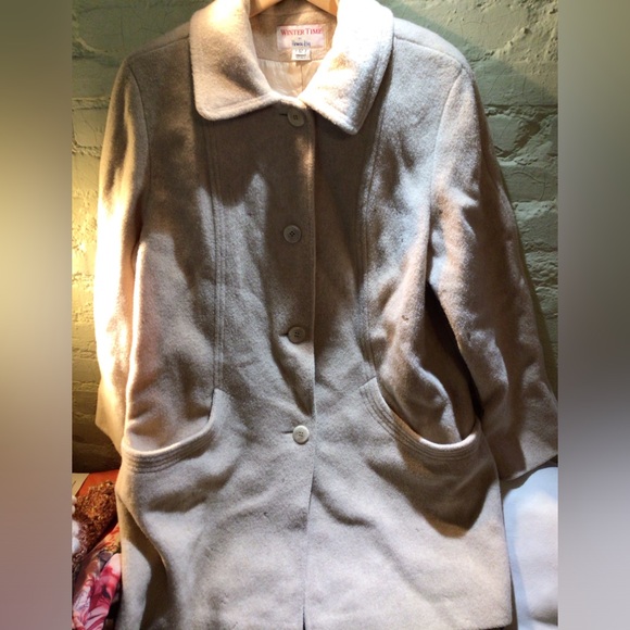 Vintage Herman Kay Winter Time Women's Classic Cream Pea Coat